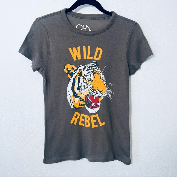 CHASER Wild Rebel Tiger Graphic Tee Grey Small - Picture 1 of 8
